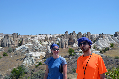 Kalijn and Alexis, enjoying some Cappadocia volcanics